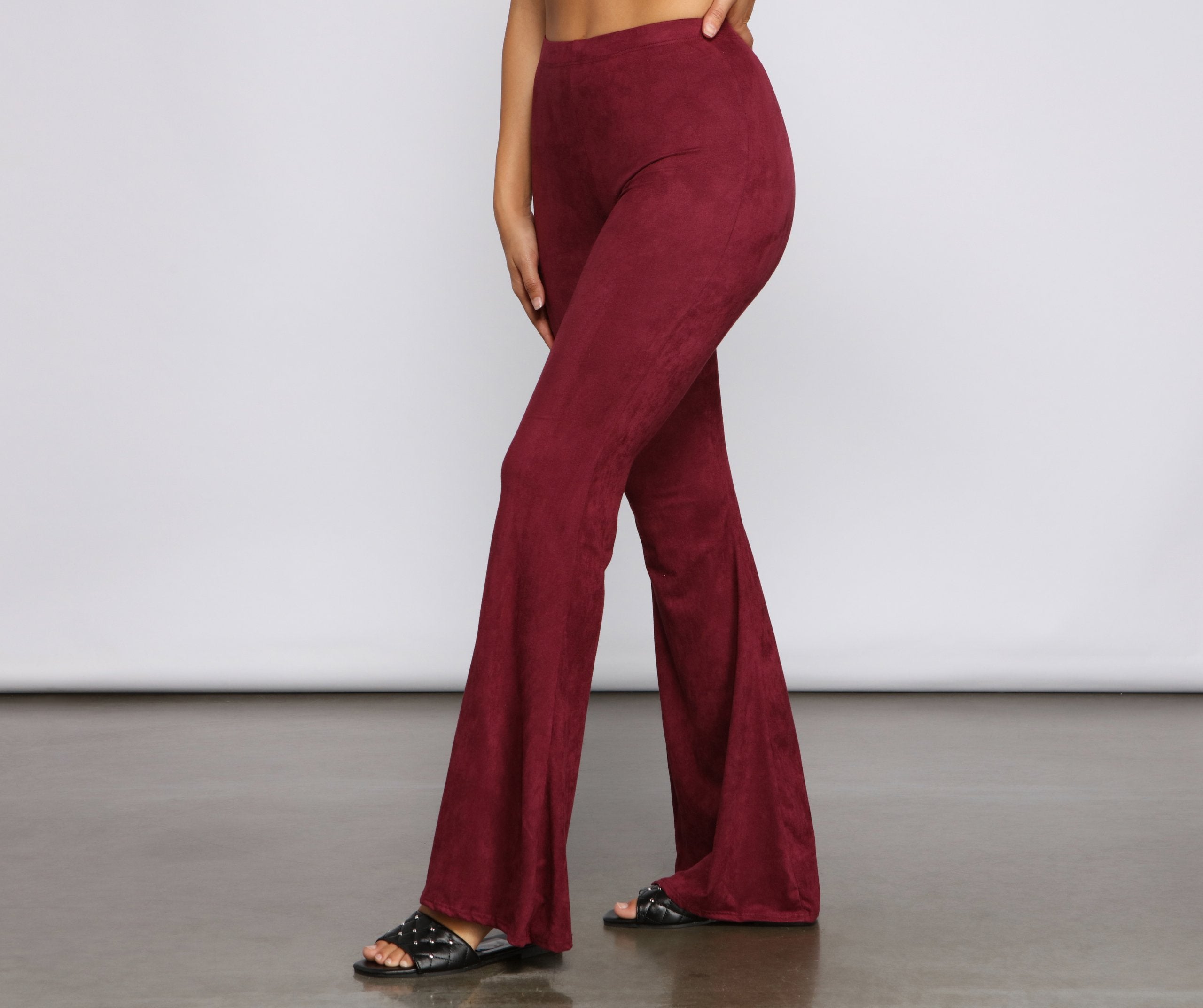 All That Flare Faux Suede Pants - Lady Occasions