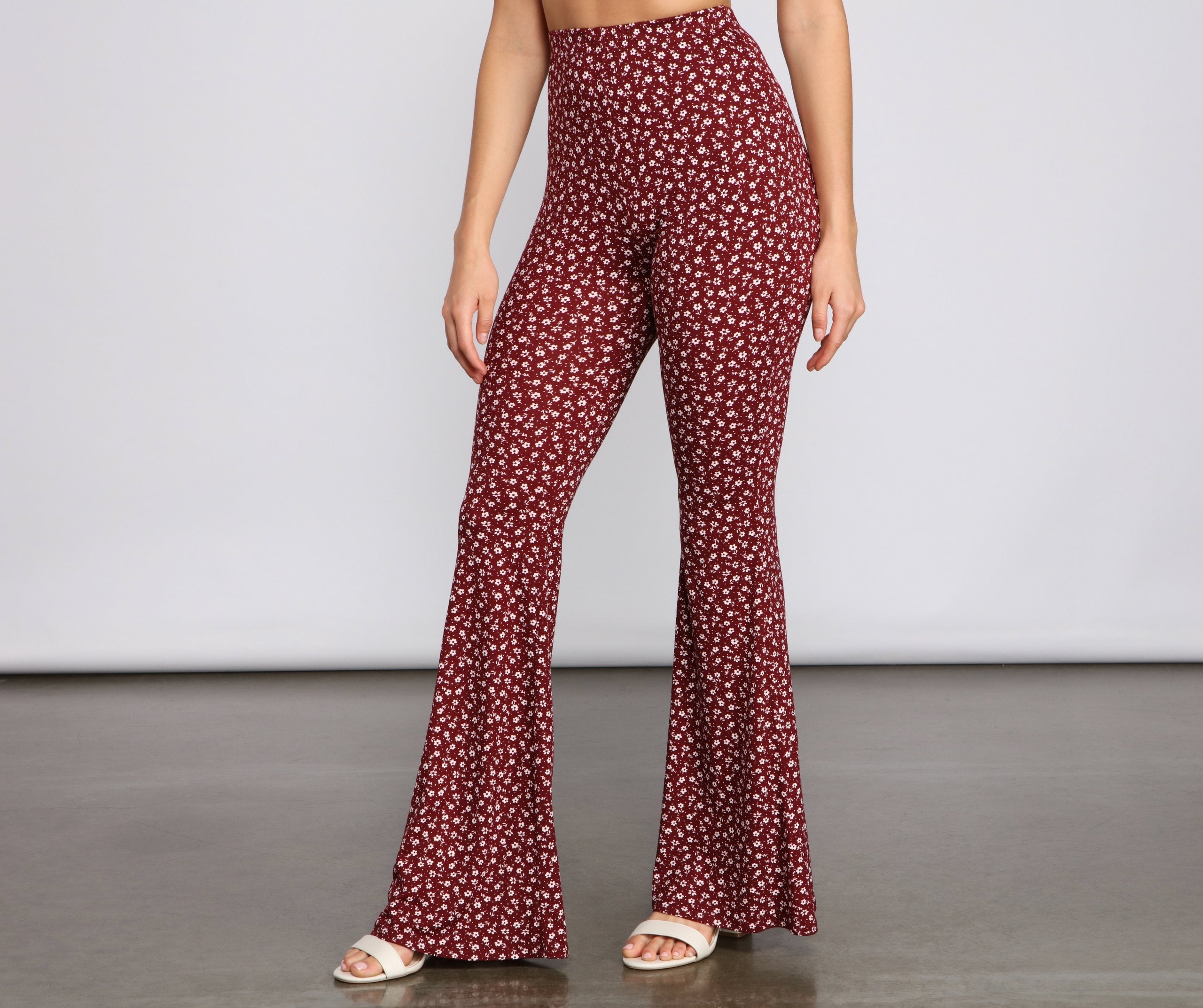 All That Flair Flared Floral Pants - Lady Occasions