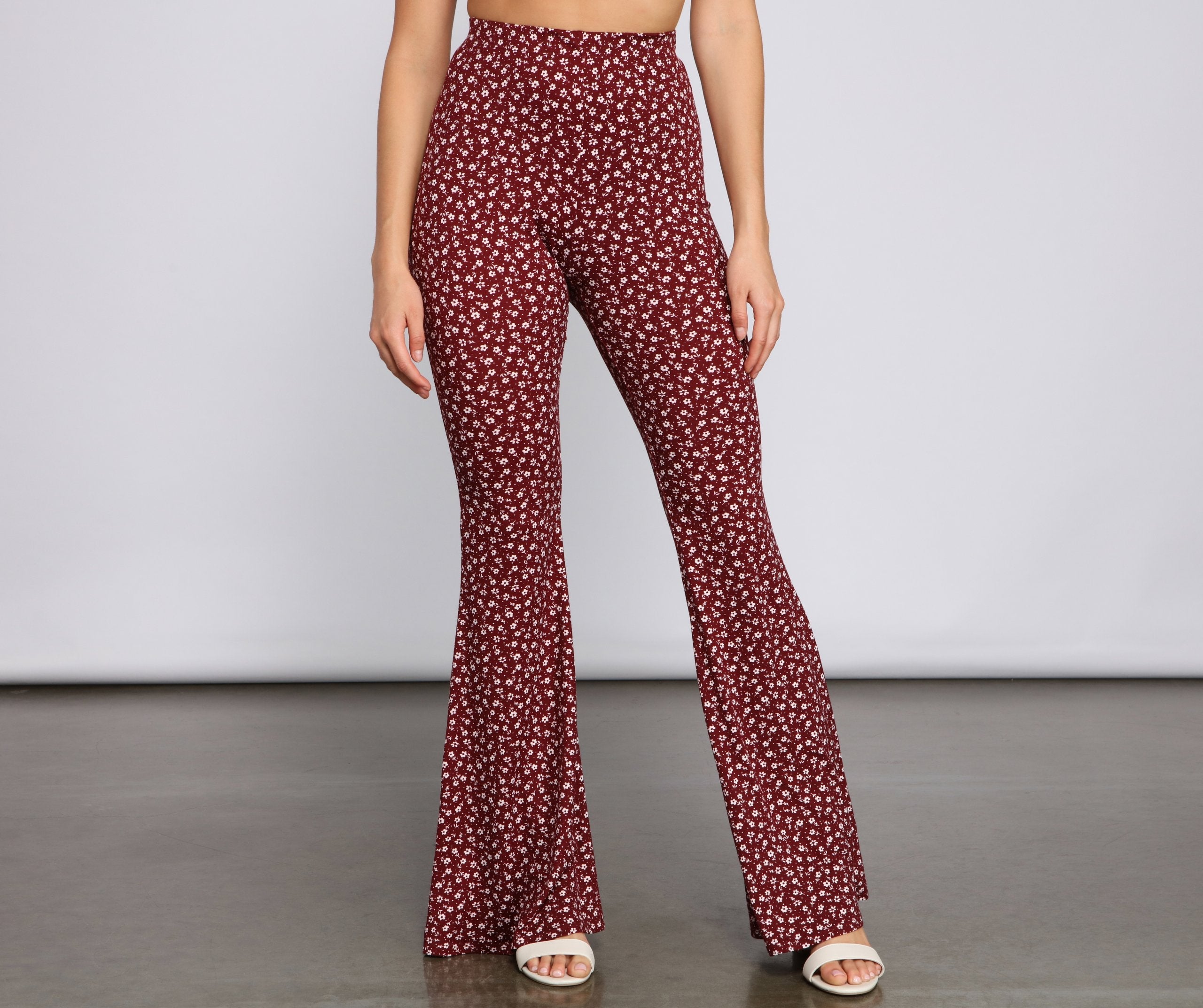 All That Flair Flared Floral Pants - Lady Occasions