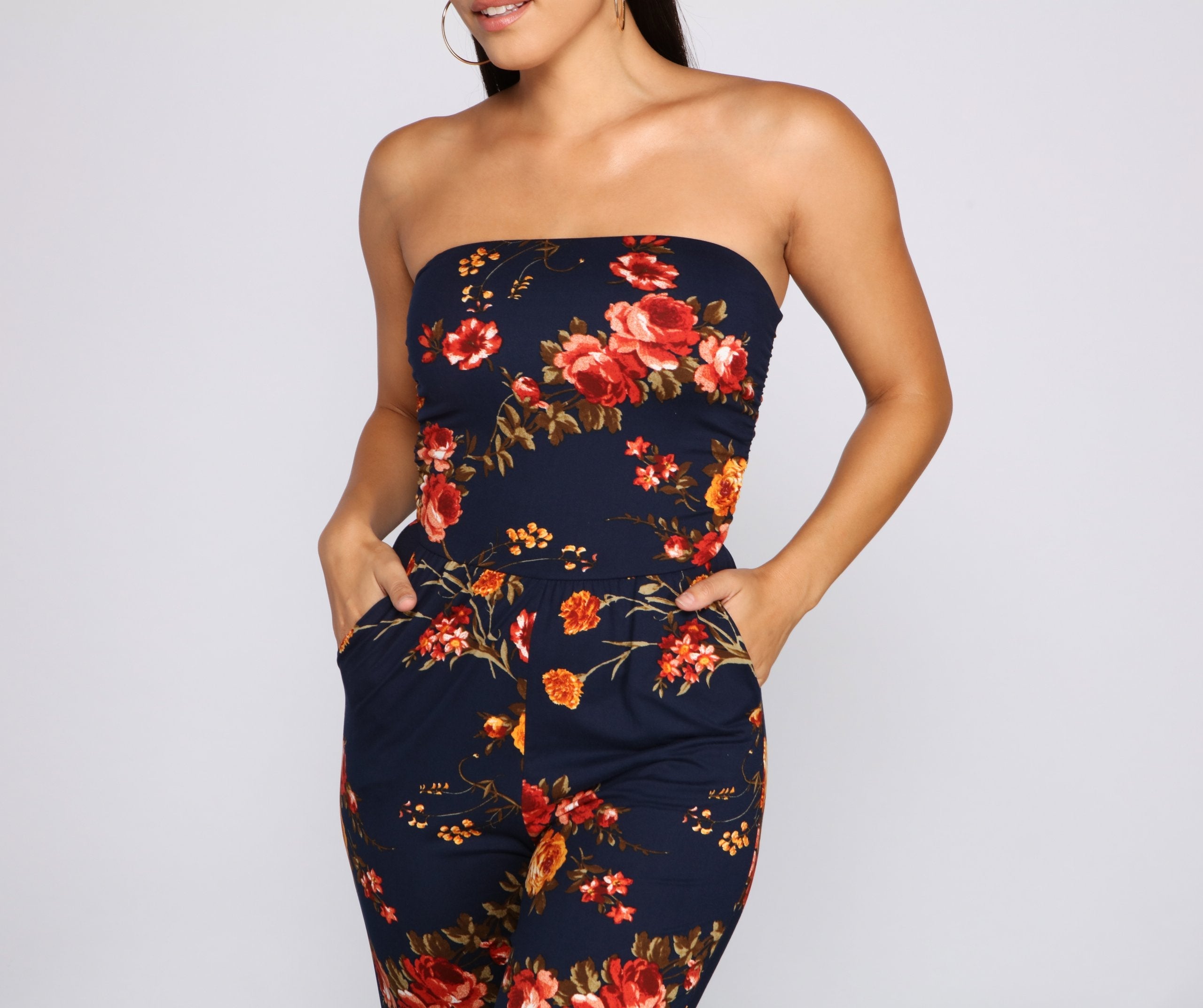 Medallion Marvel Strapless Jumpsuit - Lady Occasions