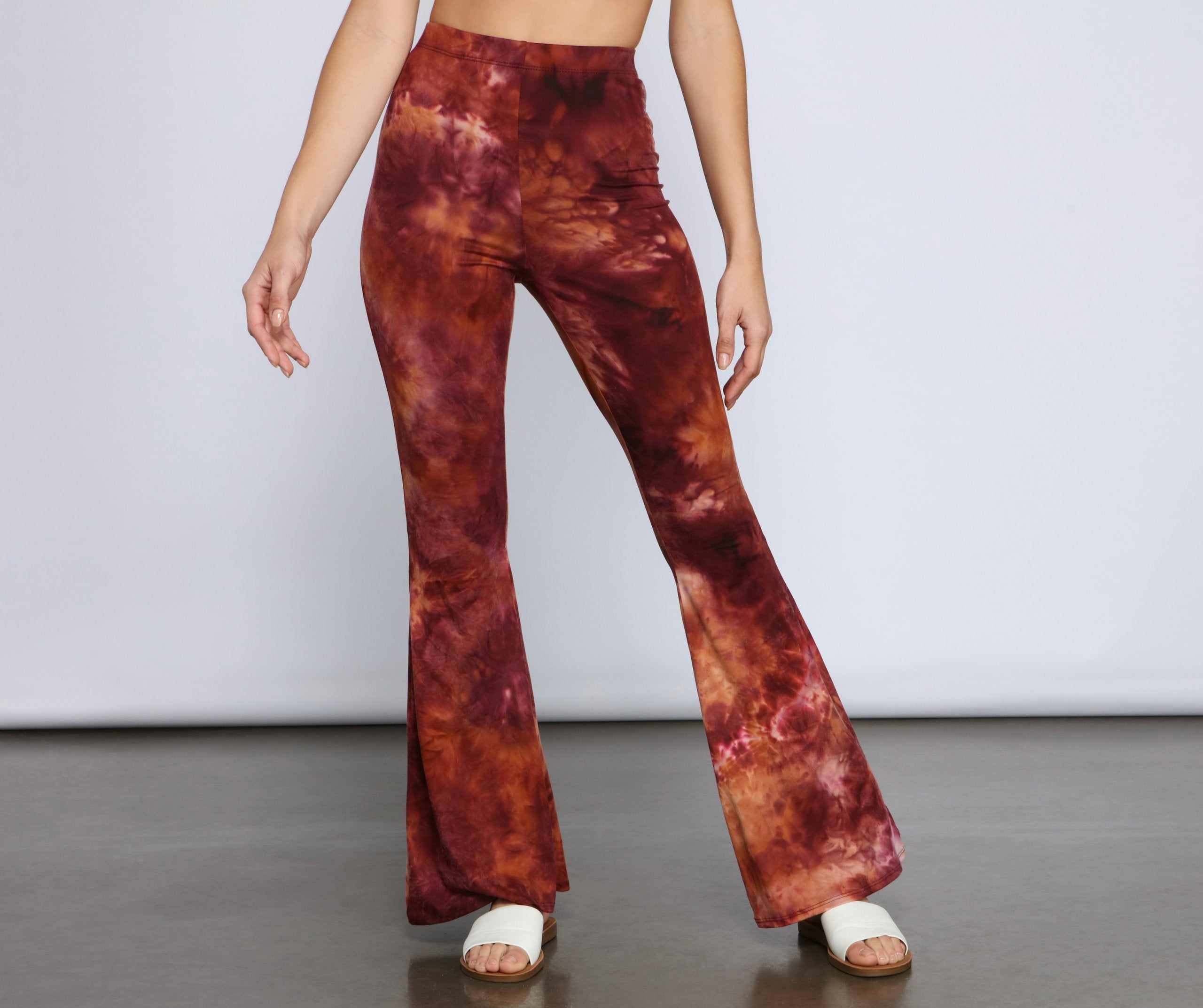 Retro Style Tie-Dye Flare Pants - Lady Occasions