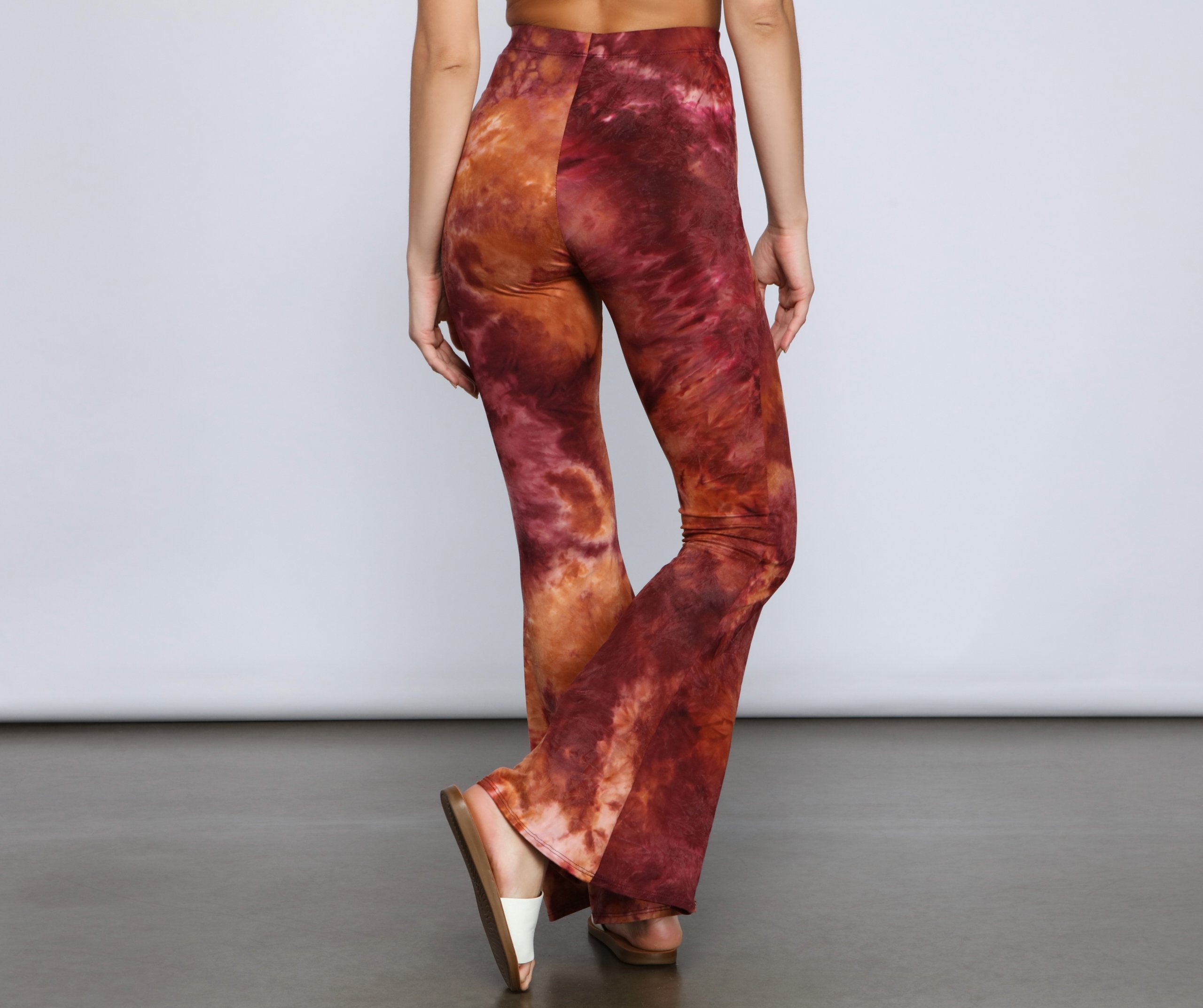 Retro Style Tie-Dye Flare Pants - Lady Occasions