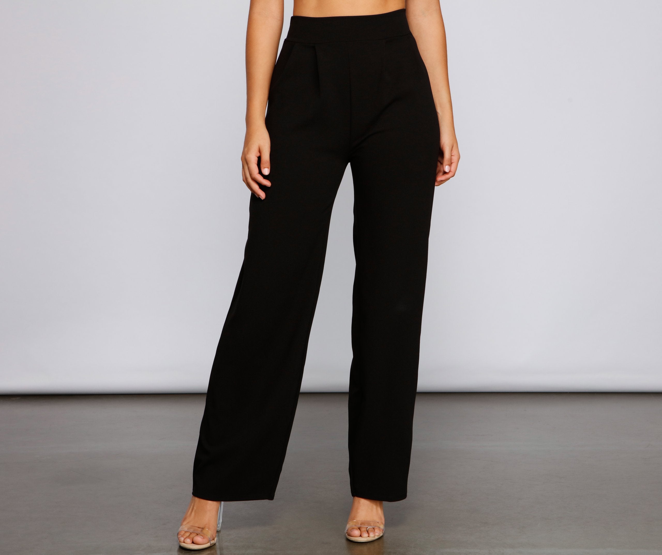 High Waist Pleated Wide Leg Pants - Lady Occasions