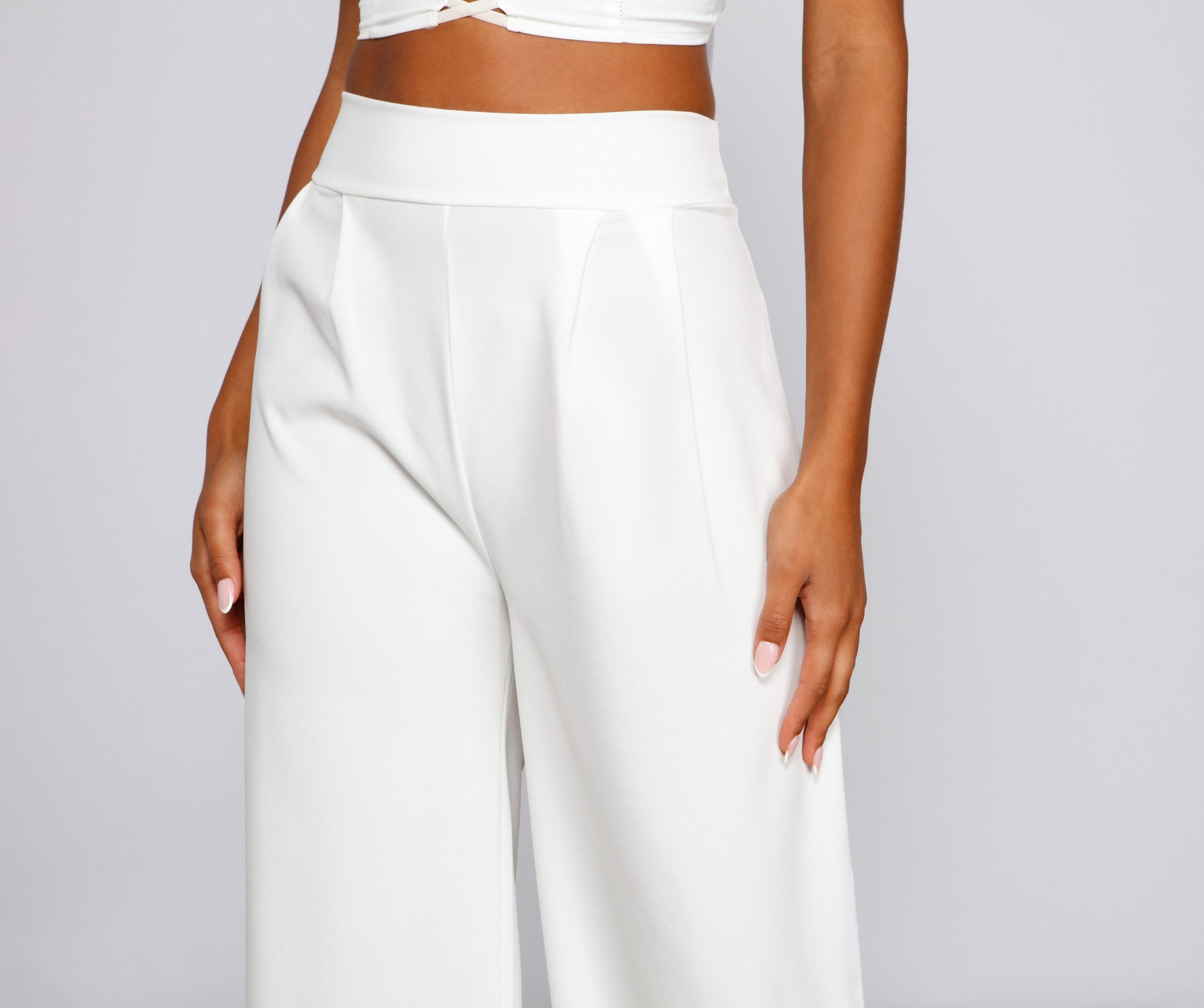 High Waist Pleated Wide Leg Pants - Lady Occasions