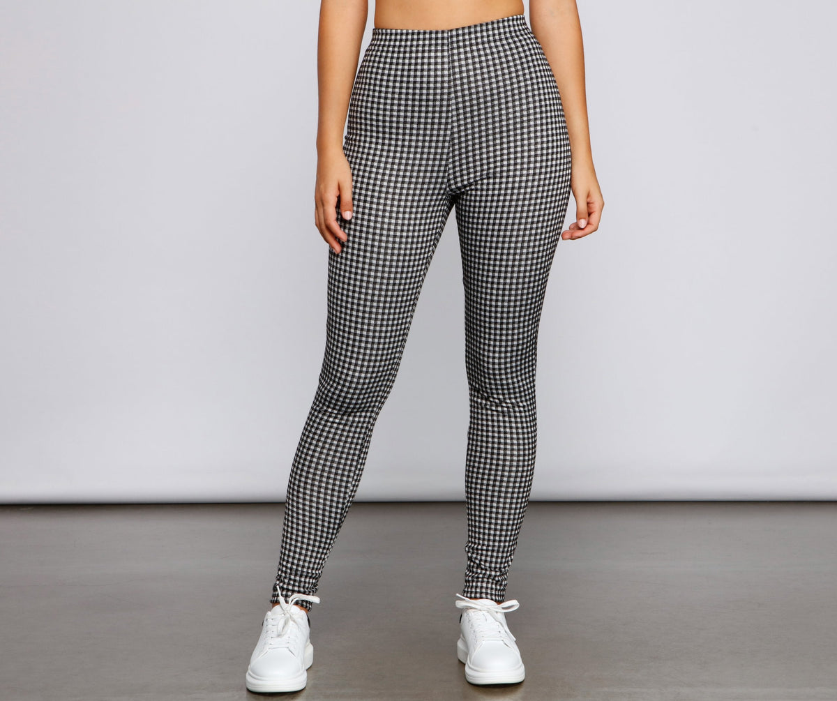 High Waist Plaid Leggings - Lady Occasions