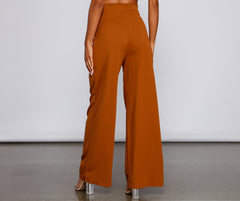 High Waist Pleated Wide Leg Pants - Lady Occasions