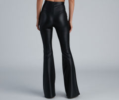 Flare For You Faux Leather Pants - Lady Occasions