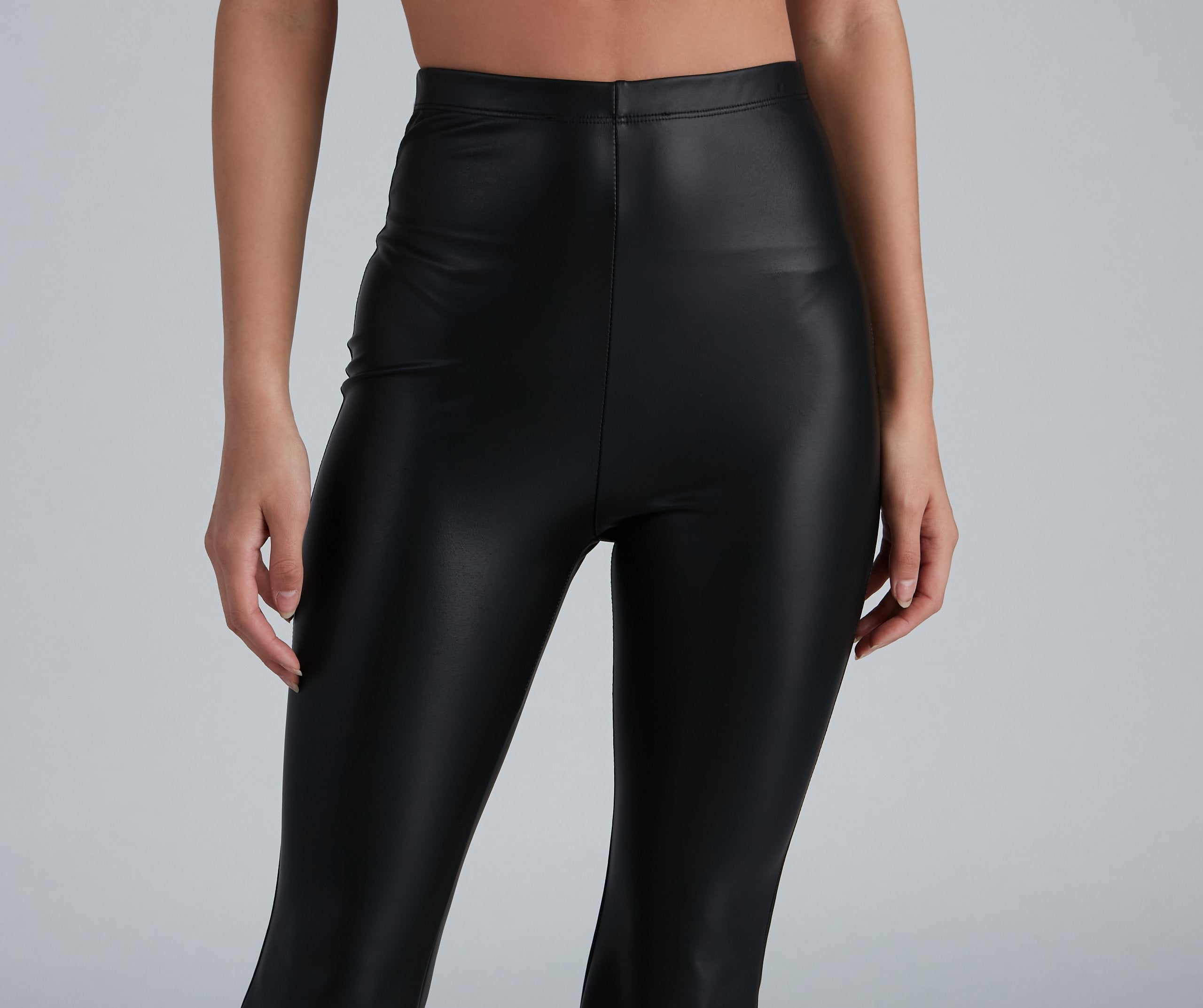 Flare For You Faux Leather Pants - Lady Occasions