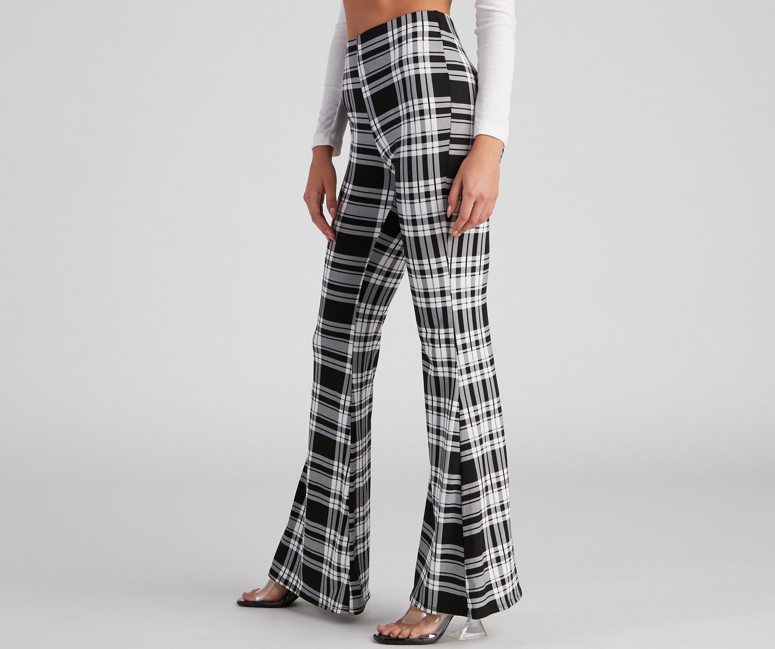 Mad About Plaid Flare Pants - Lady Occasions