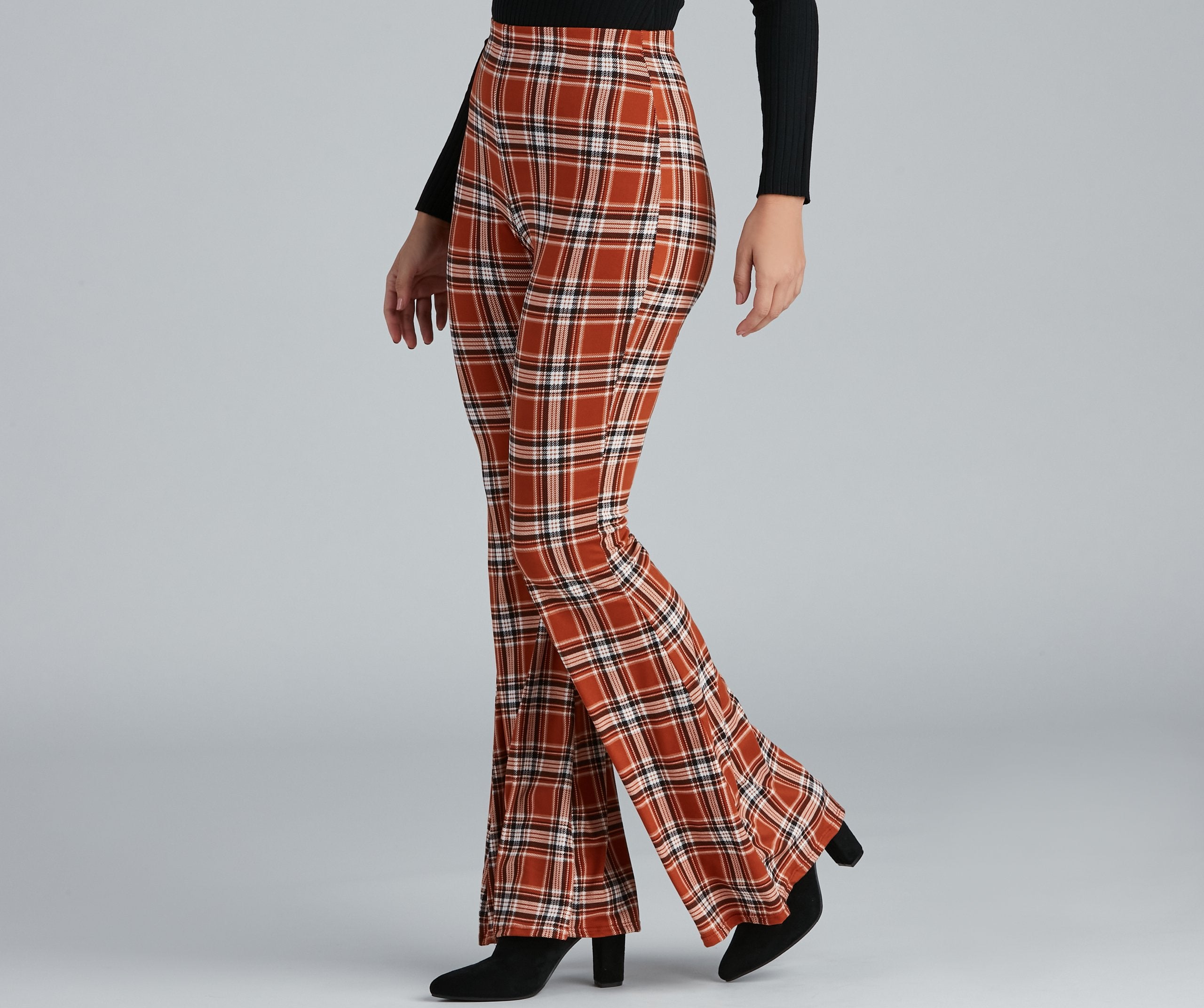 Keeping It Trendy Plaid High Waist Pants - Lady Occasions