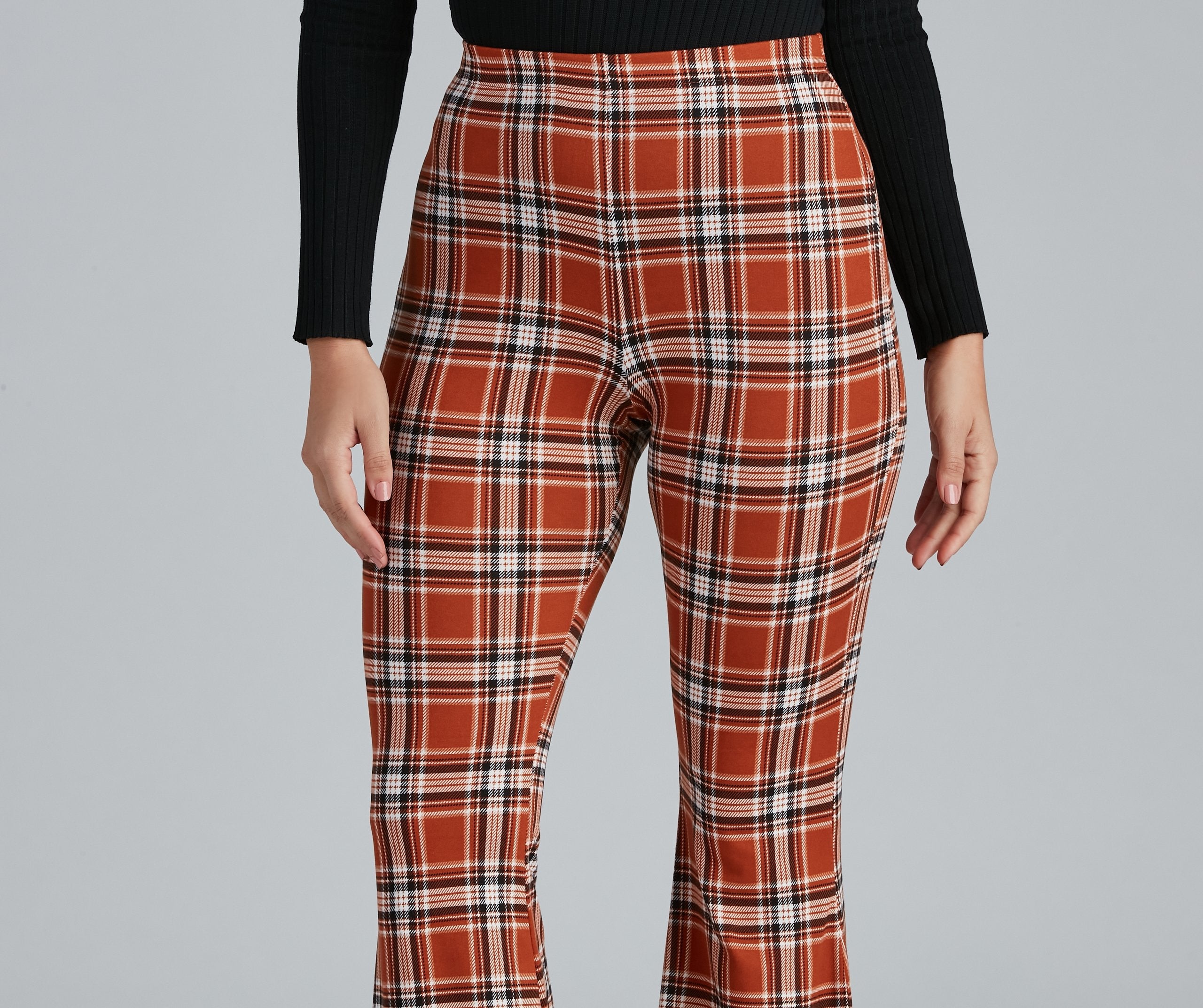 Keeping It Trendy Plaid High Waist Pants - Lady Occasions