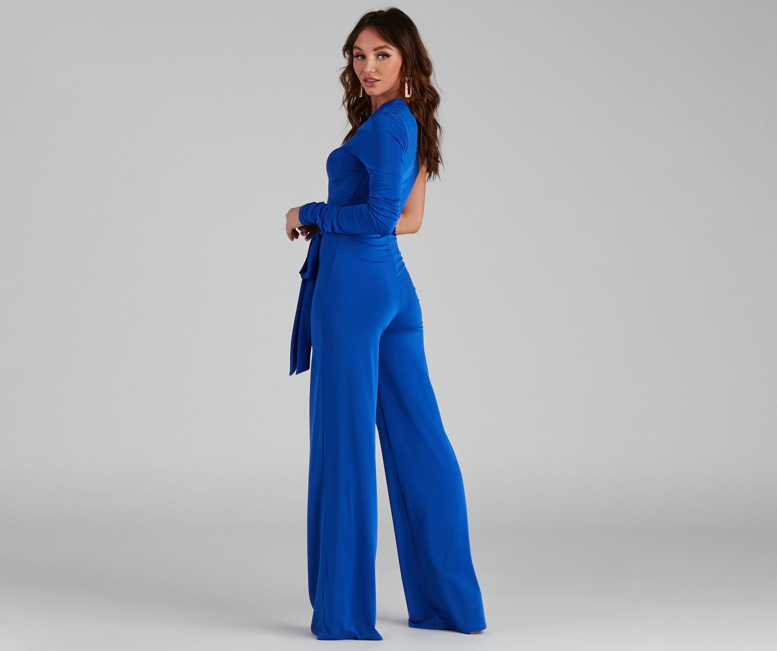 One Sided Tie-Waist Jumpsuit - Lady Occasions