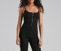 Effortlessly Chic Ribbed Knit Catsuit - Lady Occasions