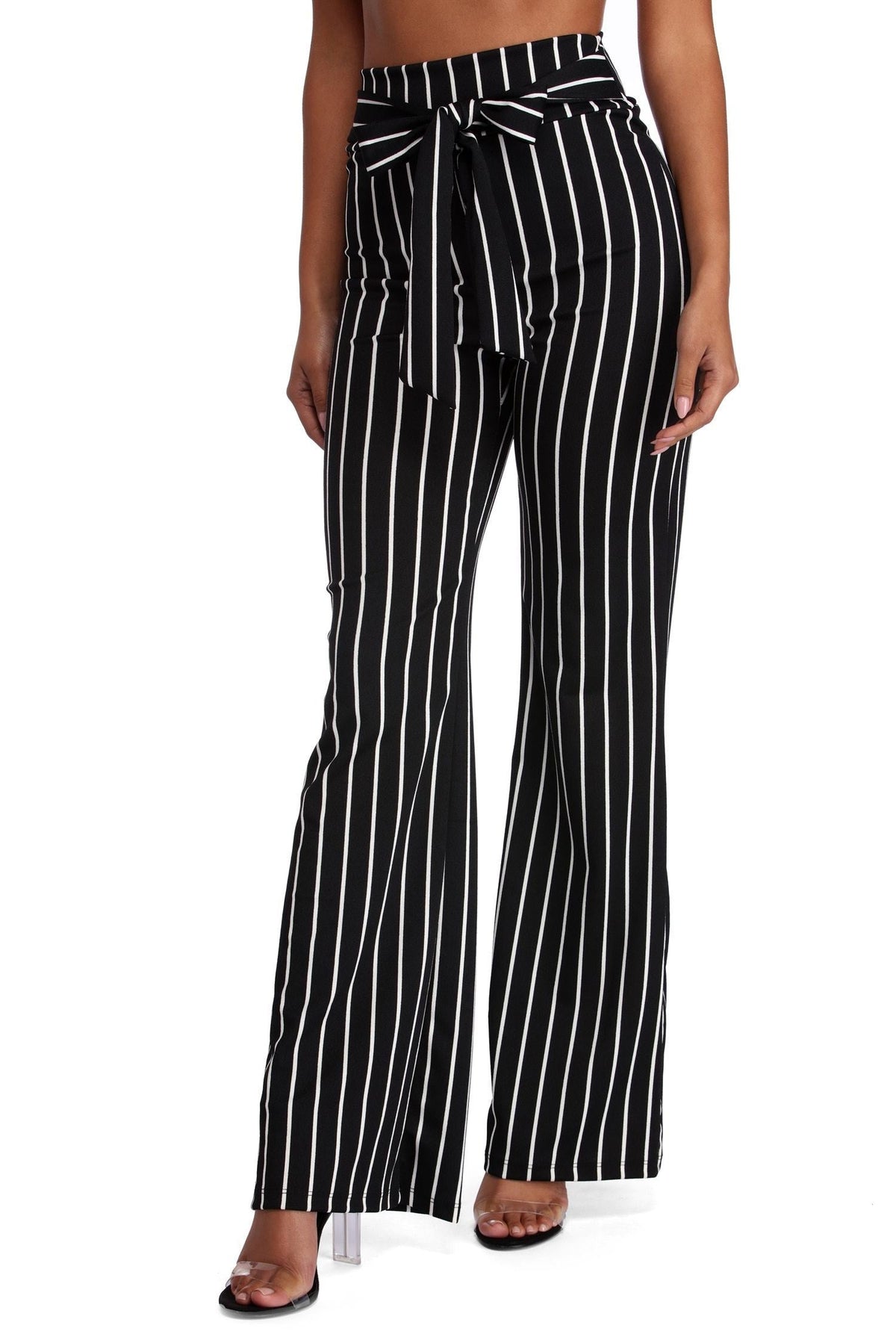 Classic Stripes Tie Waist Pants - Lady Occasions
