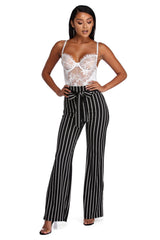 Classic Stripes Tie Waist Pants - Lady Occasions