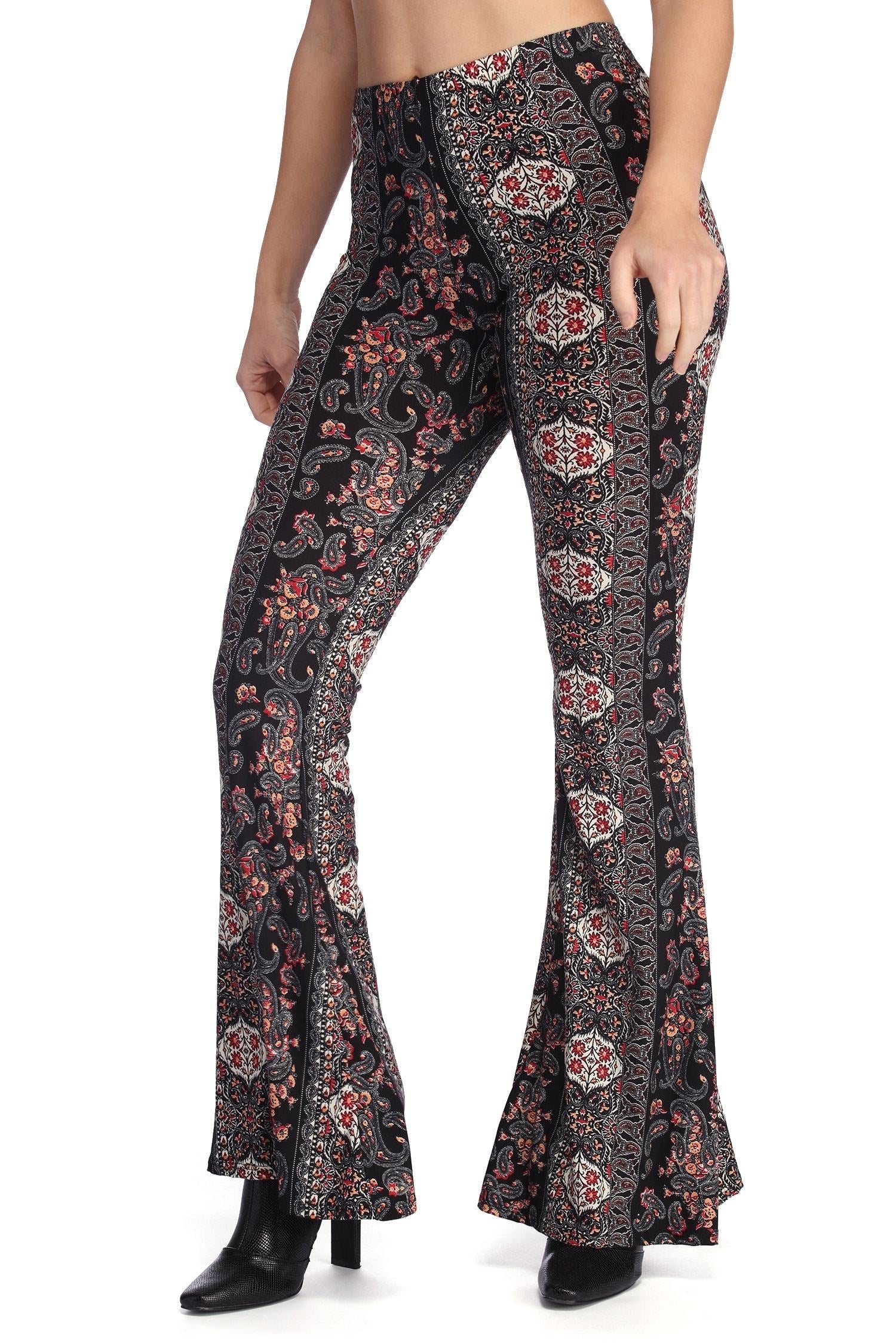 Boho Wanderer Paisley Flared Pants - Lady Occasions