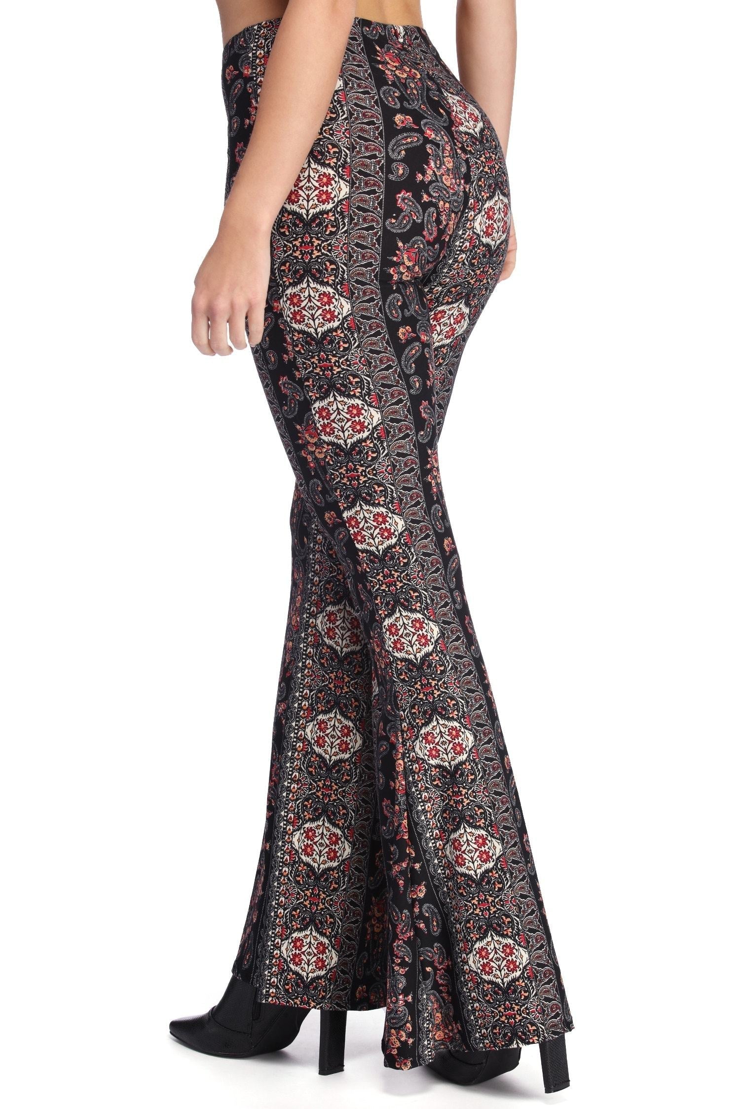 Boho Wanderer Paisley Flared Pants - Lady Occasions