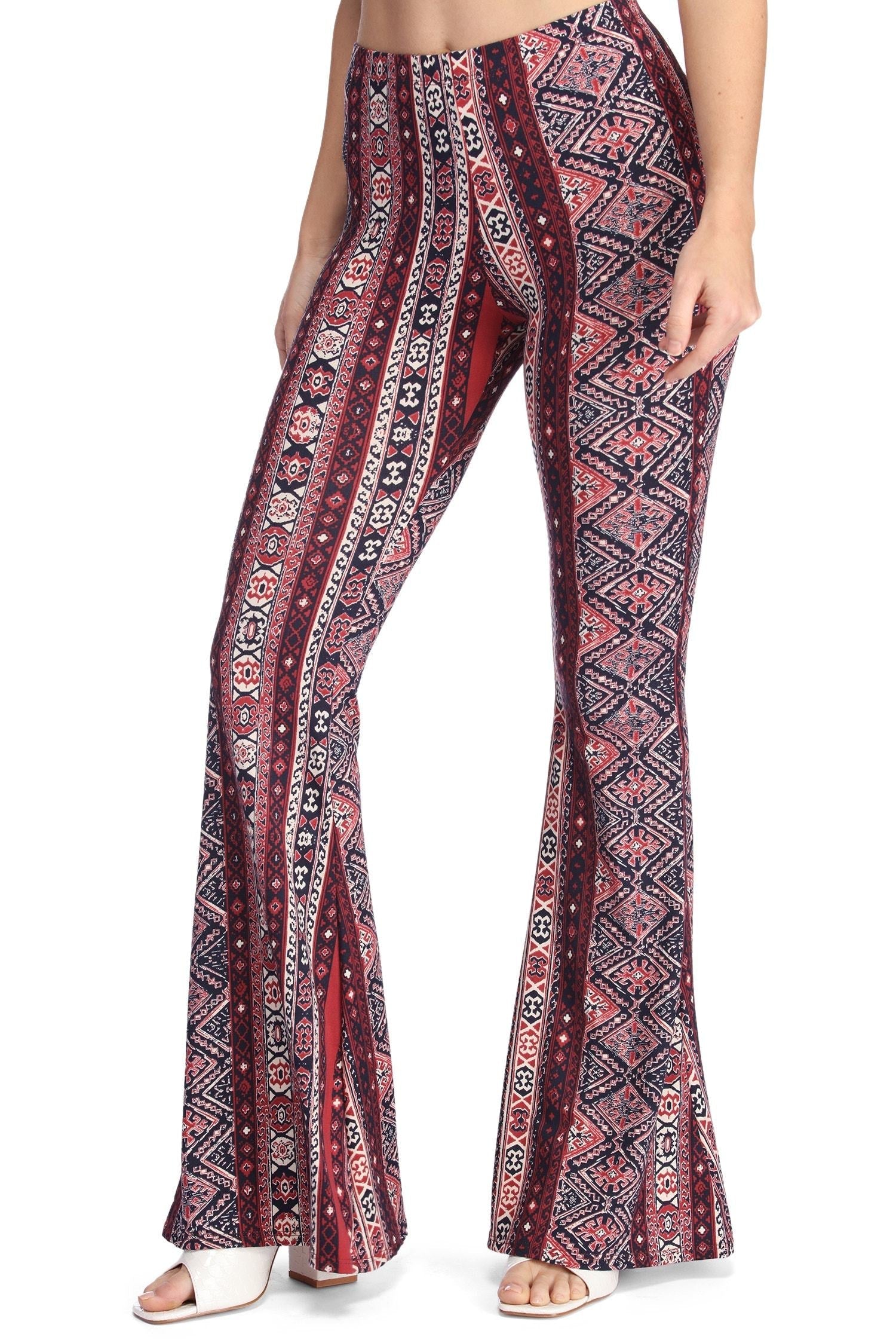 Boho Wanderer Paisley Flared Pants - Lady Occasions