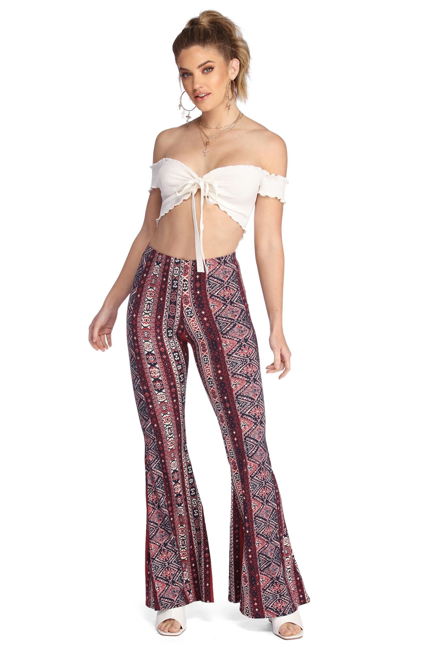 Boho Wanderer Paisley Flared Pants - Lady Occasions