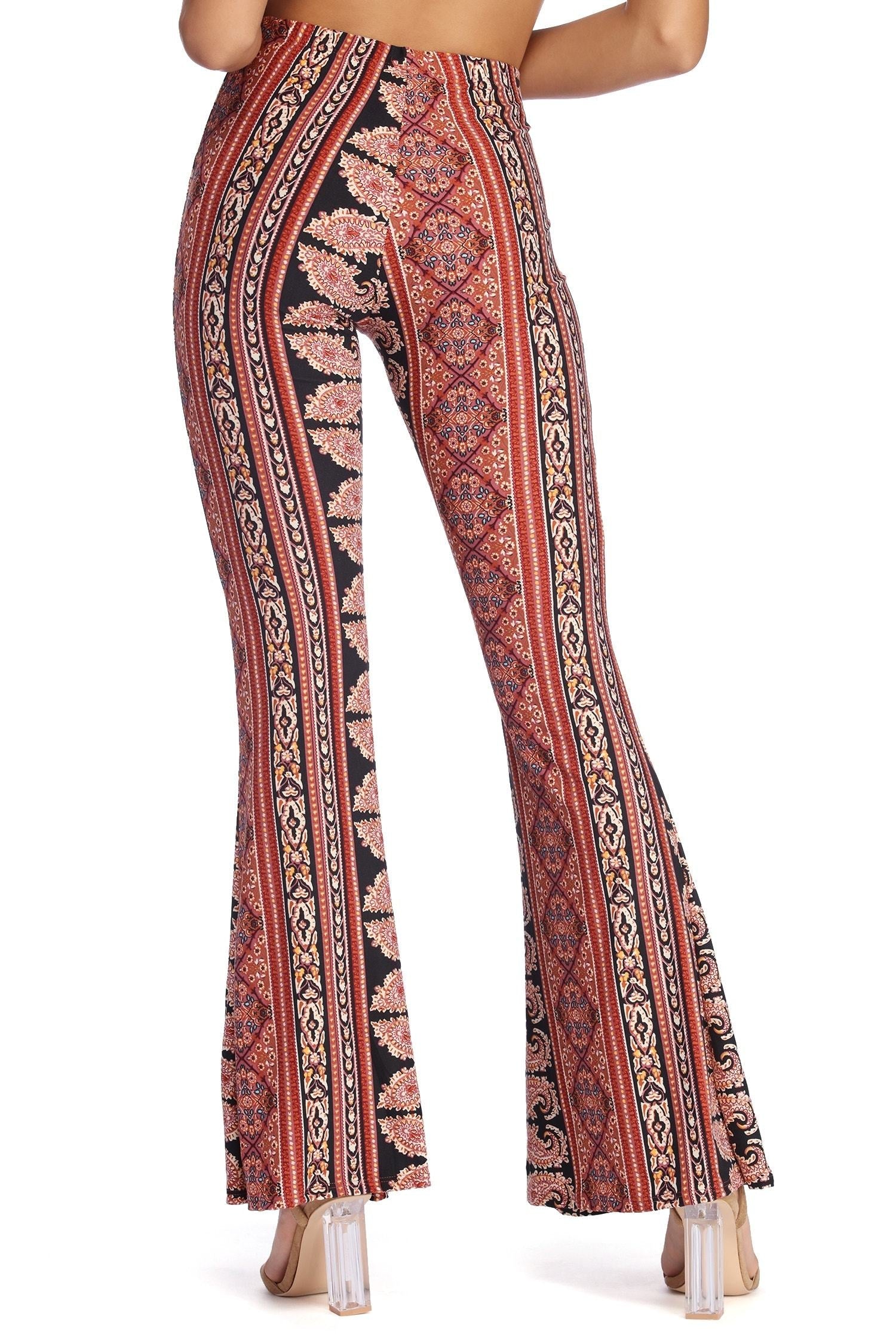 Boho Wanderer Paisley Flared Pants - Lady Occasions