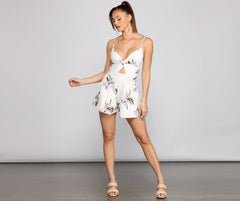 Flirty Floral Twist-Front Romper - Lady Occasions
