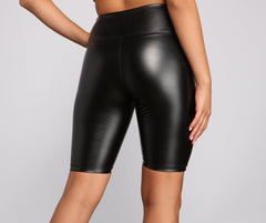 Faux Leather Biker Shorts - Lady Occasions