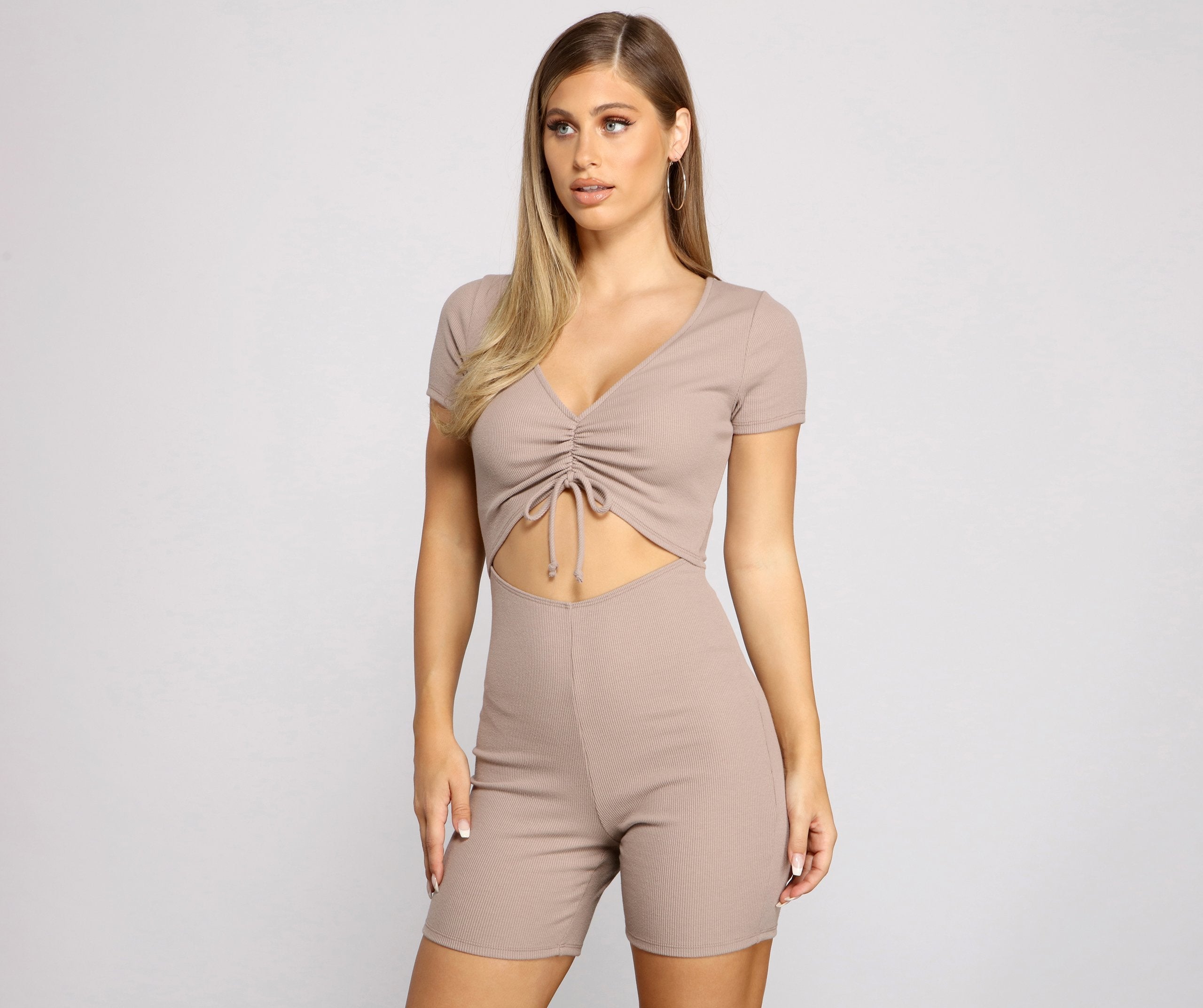 Casual And Chic Ruched Biker Romper - Lady Occasions