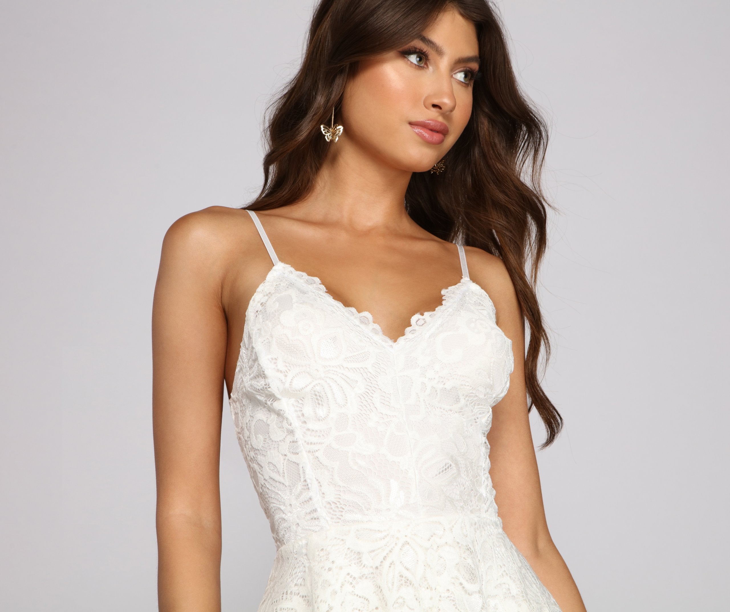 Flirty And Fab Lace Skater Romper - Lady Occasions