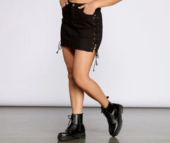 Lace Up Mini Skirt - Lady Occasions