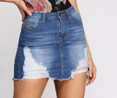 Keep On Keepin' On Distressed Denim Mini Skirt - Lady Occasions