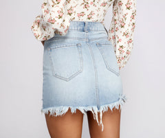 Elise Frayed Denim Mini Skirt - Lady Occasions