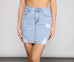 On-Trend Destructed Denim Mini Skirt - Lady Occasions