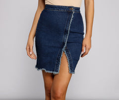 Wrapped In Styled Frayed Denim Skirt - Lady Occasions