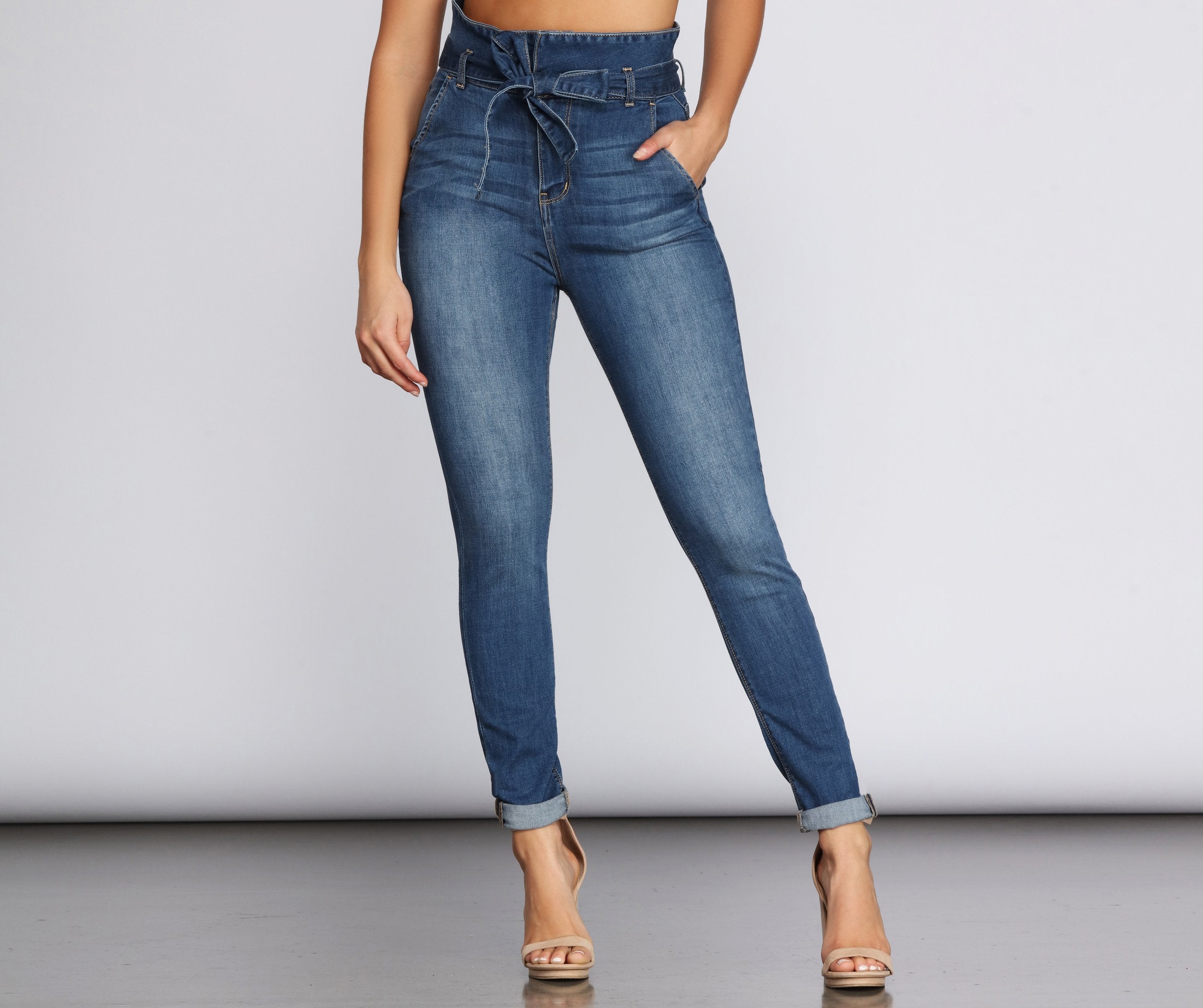 Rise Higher Paperbag Skinny Jeans - Lady Occasions