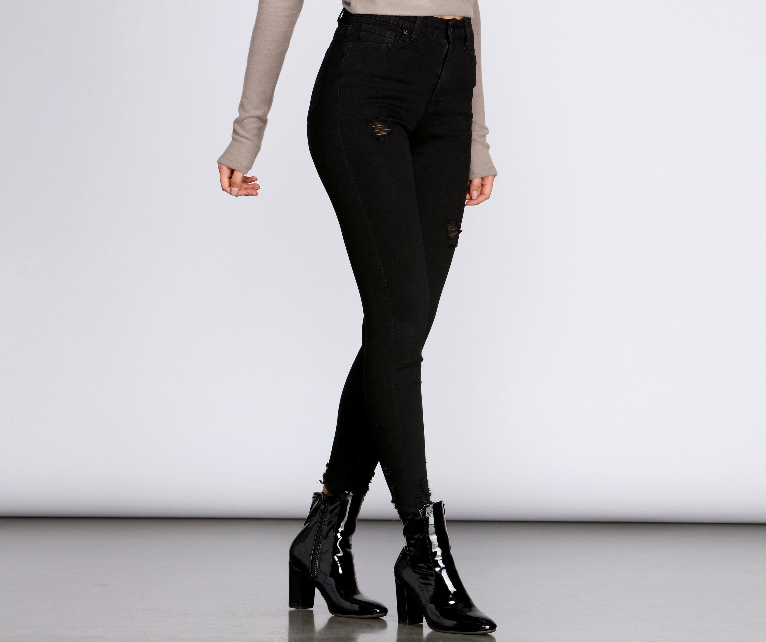 High Rise Skinny Cropped Jeans - Lady Occasions