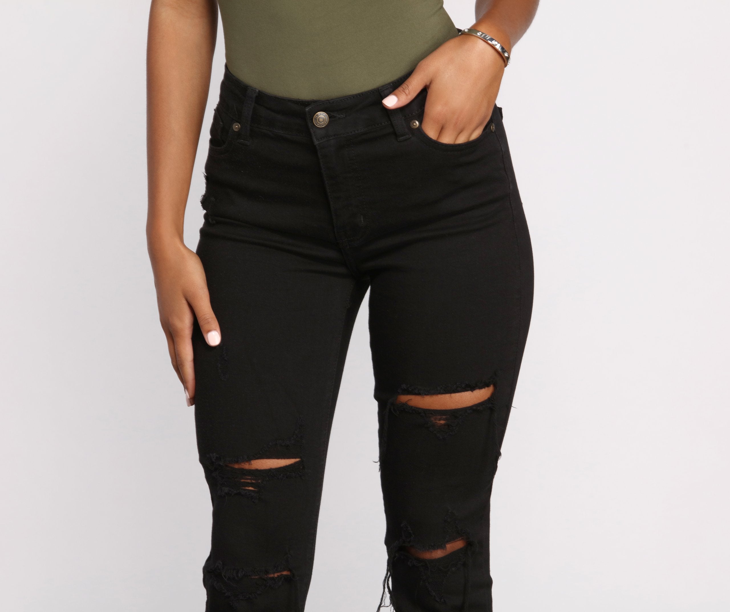 Clara High Rise Destructed Skinny Jeans - Lady Occasions