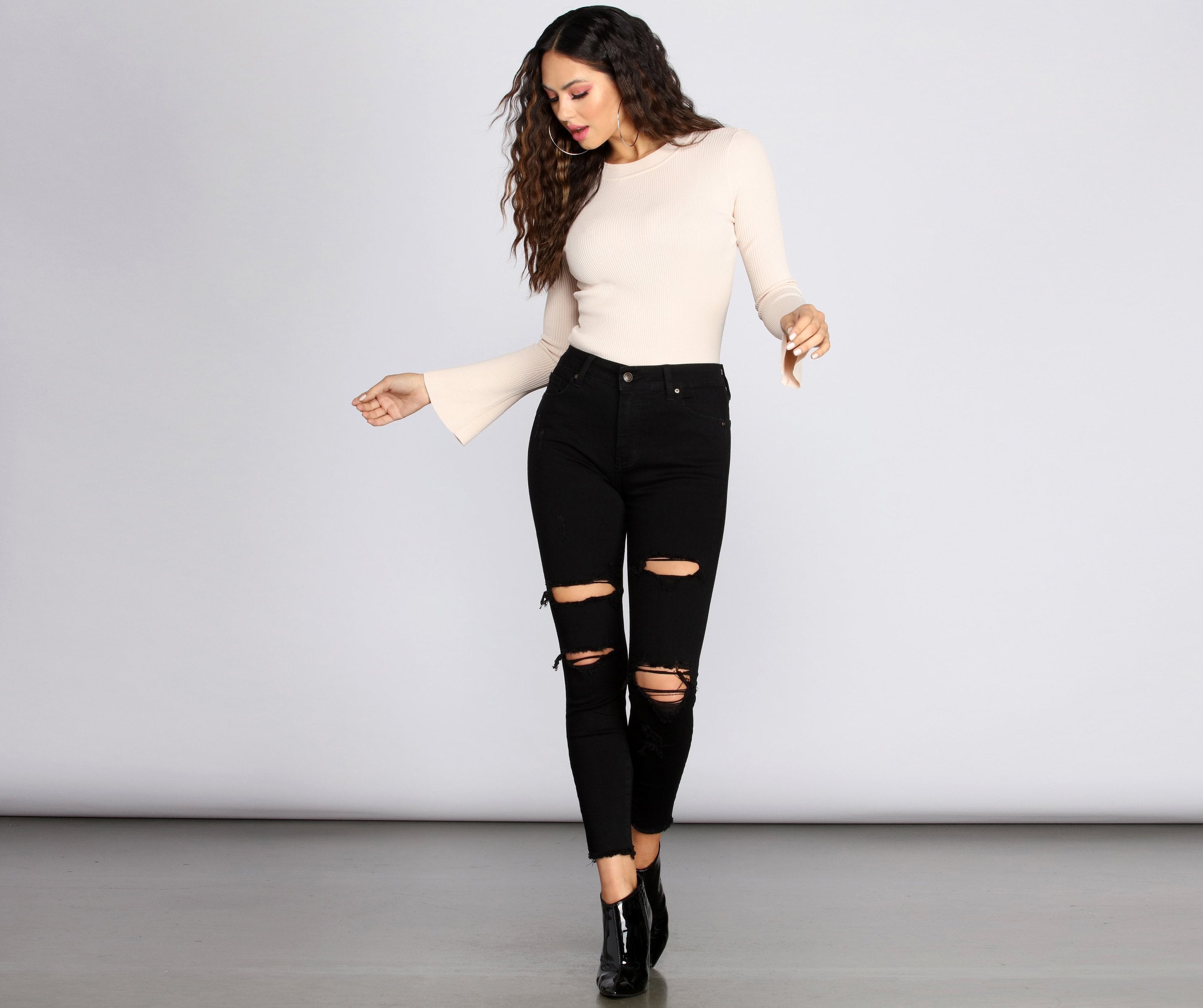 Clara High Rise Destructed Skinny Jeans - Lady Occasions