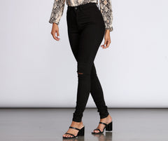 High Rise Slit Skinny Jeans - Lady Occasions