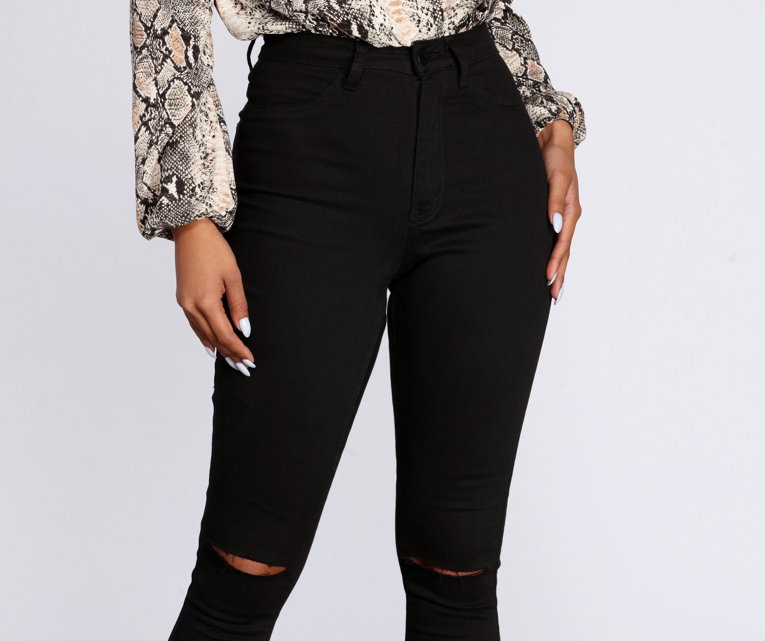 High Rise Slit Skinny Jeans - Lady Occasions