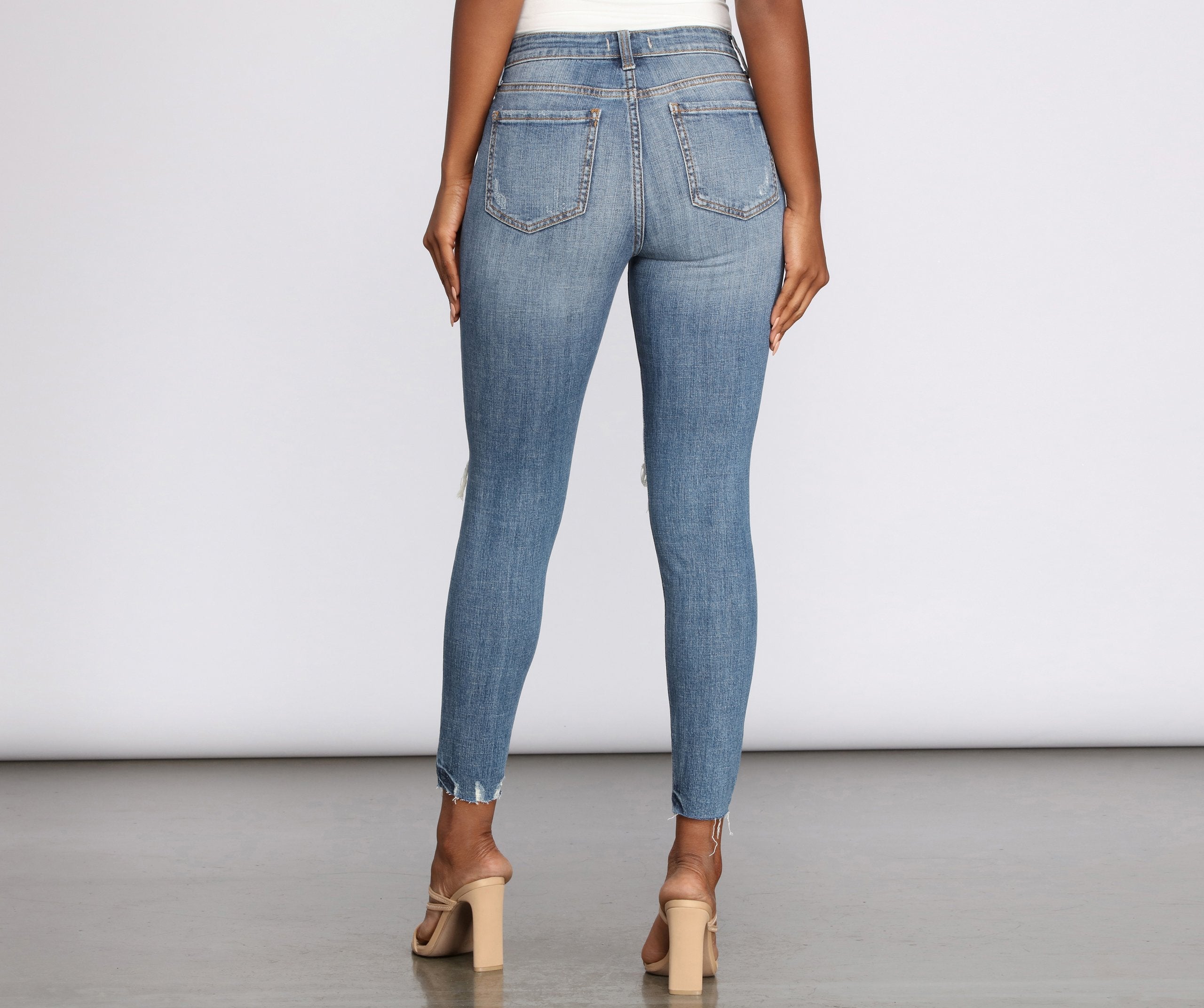 Clara High Rise Distressed Skinny Jeans - Lady Occasions