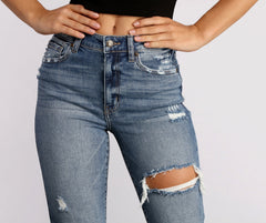 Tobi High Rise Distressed Mom Jeans - Lady Occasions