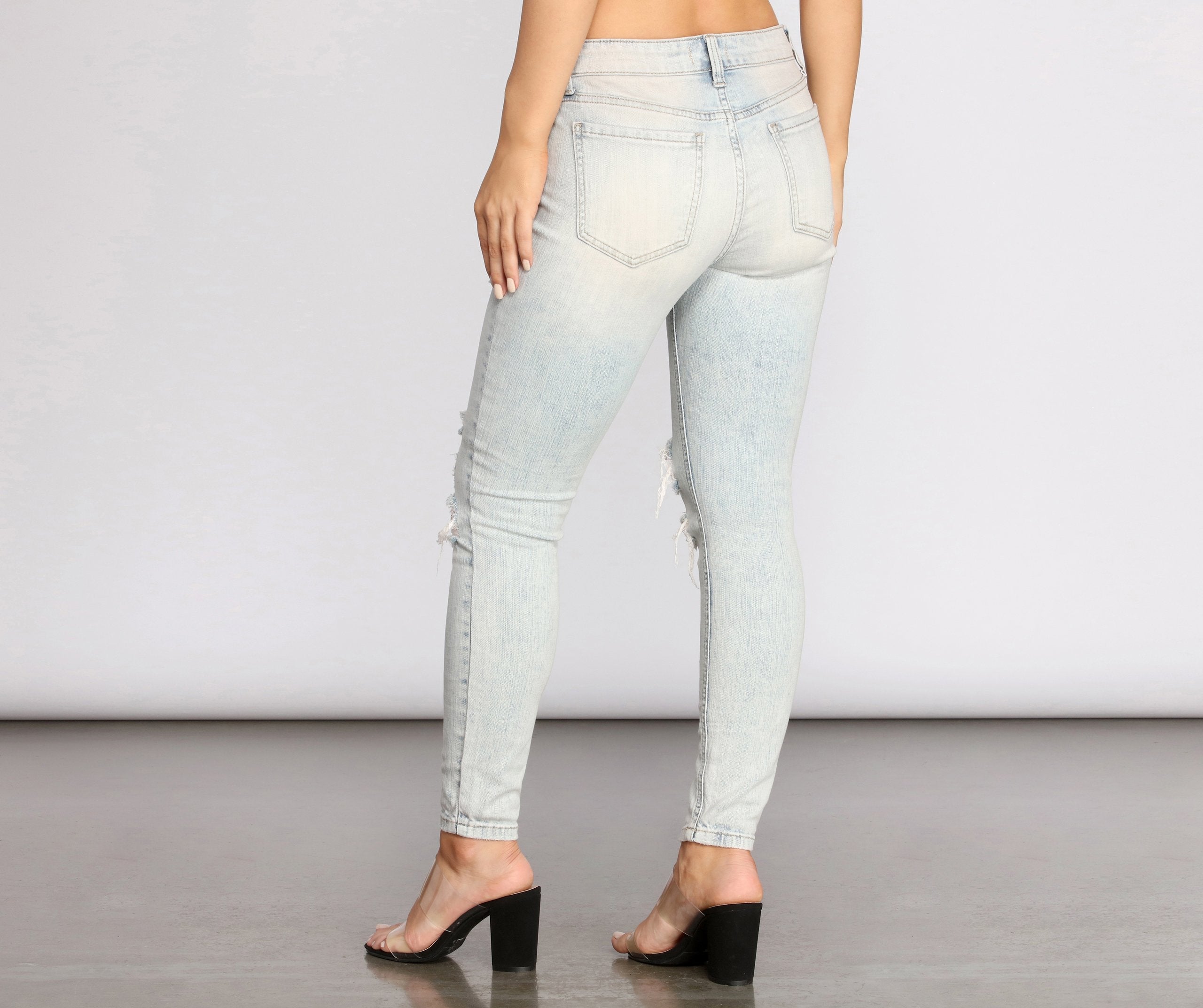 Josie Mid Rise Destructed Jeans - Lady Occasions