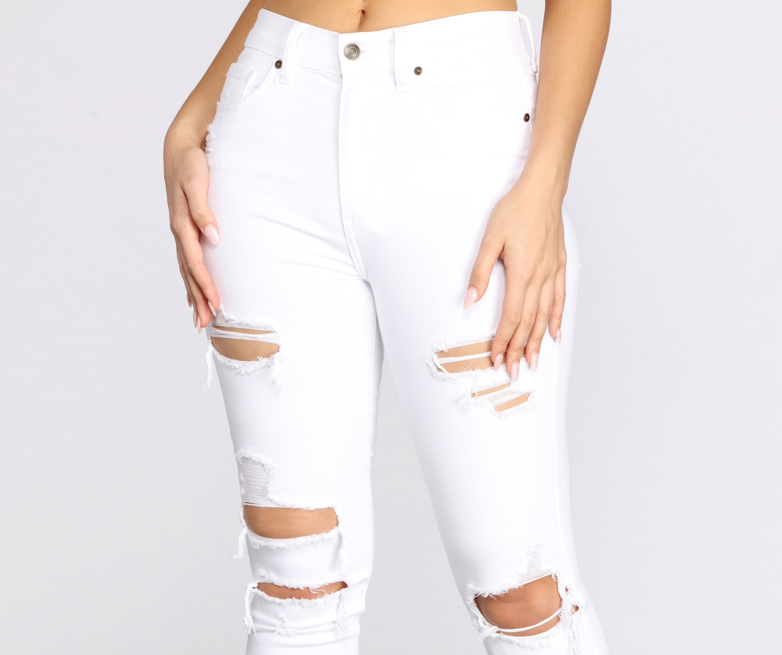 Bella Super High Rise Destructed Skinny Jeans - Lady Occasions