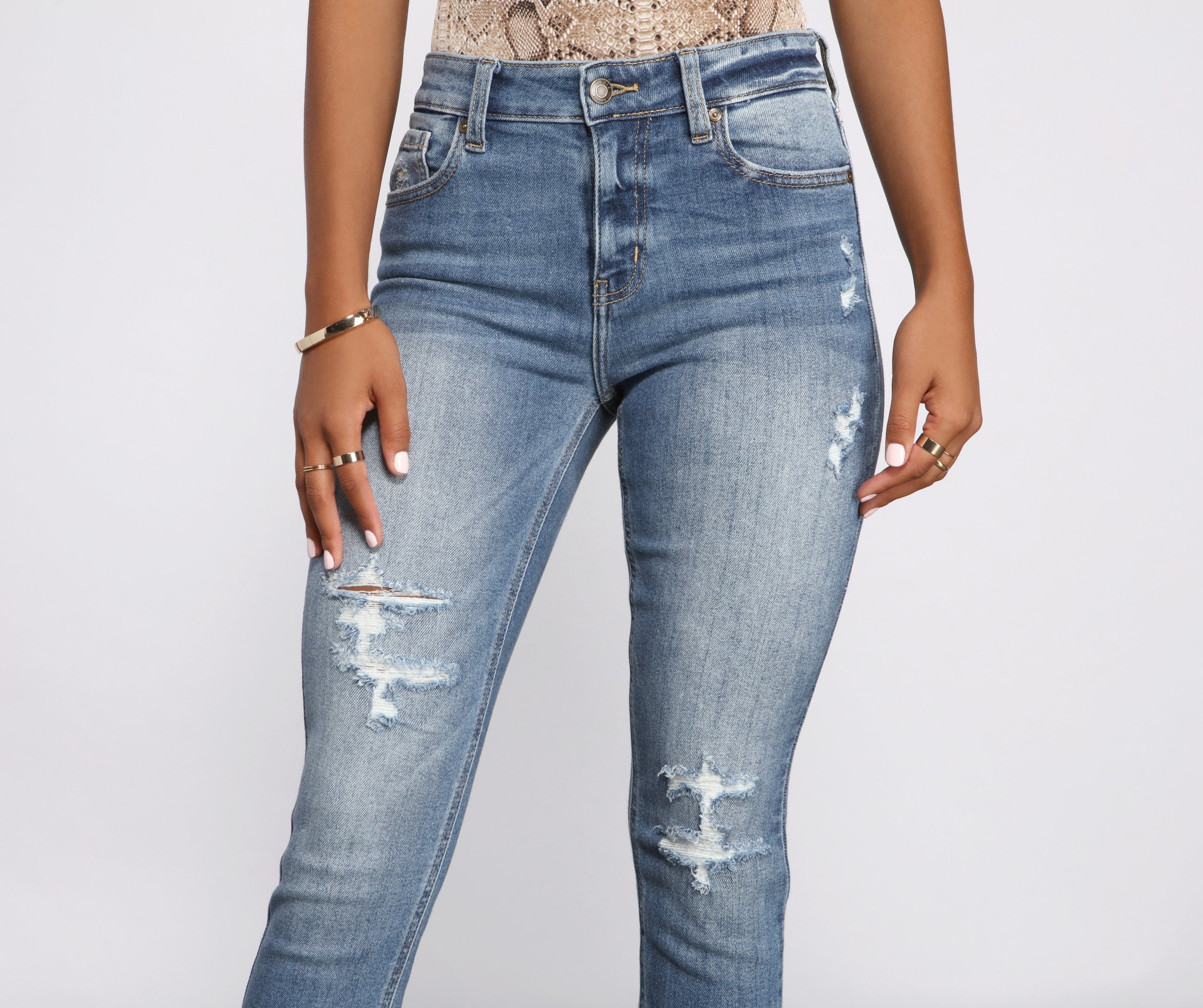 Clara High Rise Destructed Skinny Crop Jeans - Lady Occasions