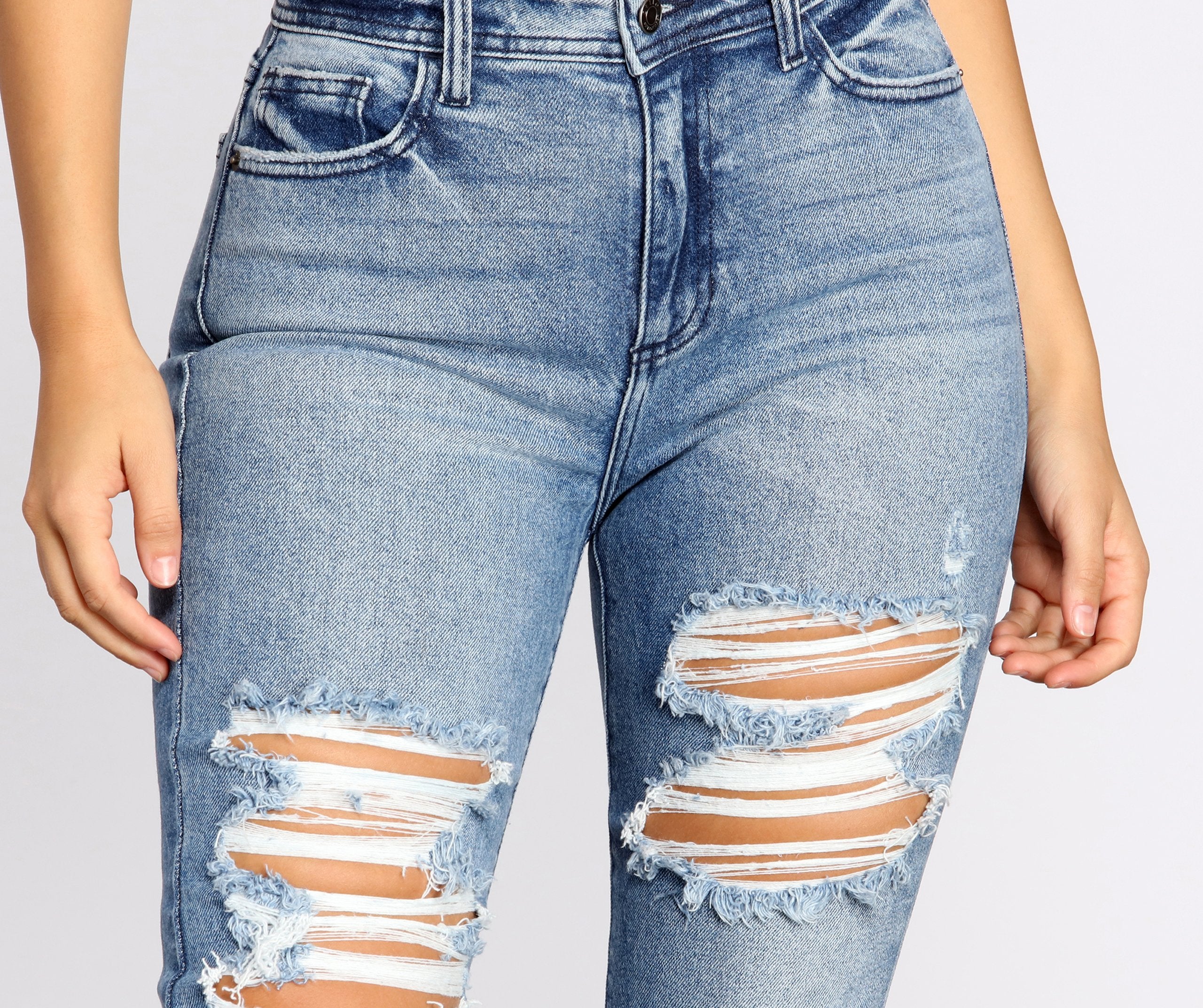 Rise Up Distressed Skinny Jeans - Lady Occasions