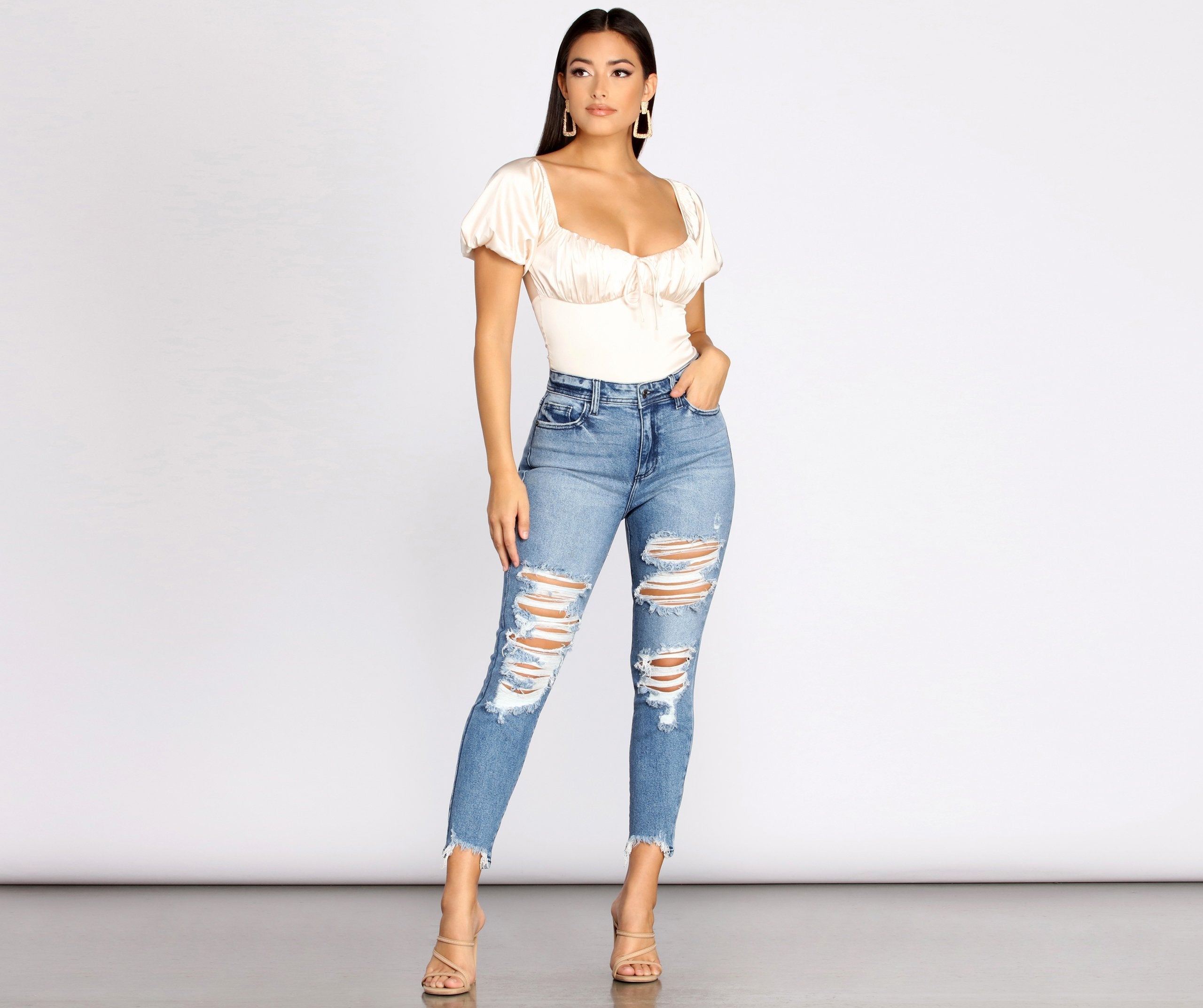 Rise Up Distressed Skinny Jeans - Lady Occasions