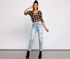 Tobi Super High Rise Cropped Mom Jeans - Lady Occasions