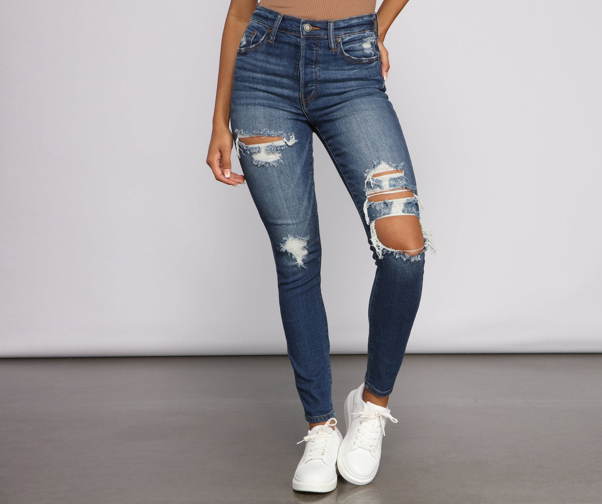 Bella High Rise Destructed Skinny Jeans - Lady Occasions