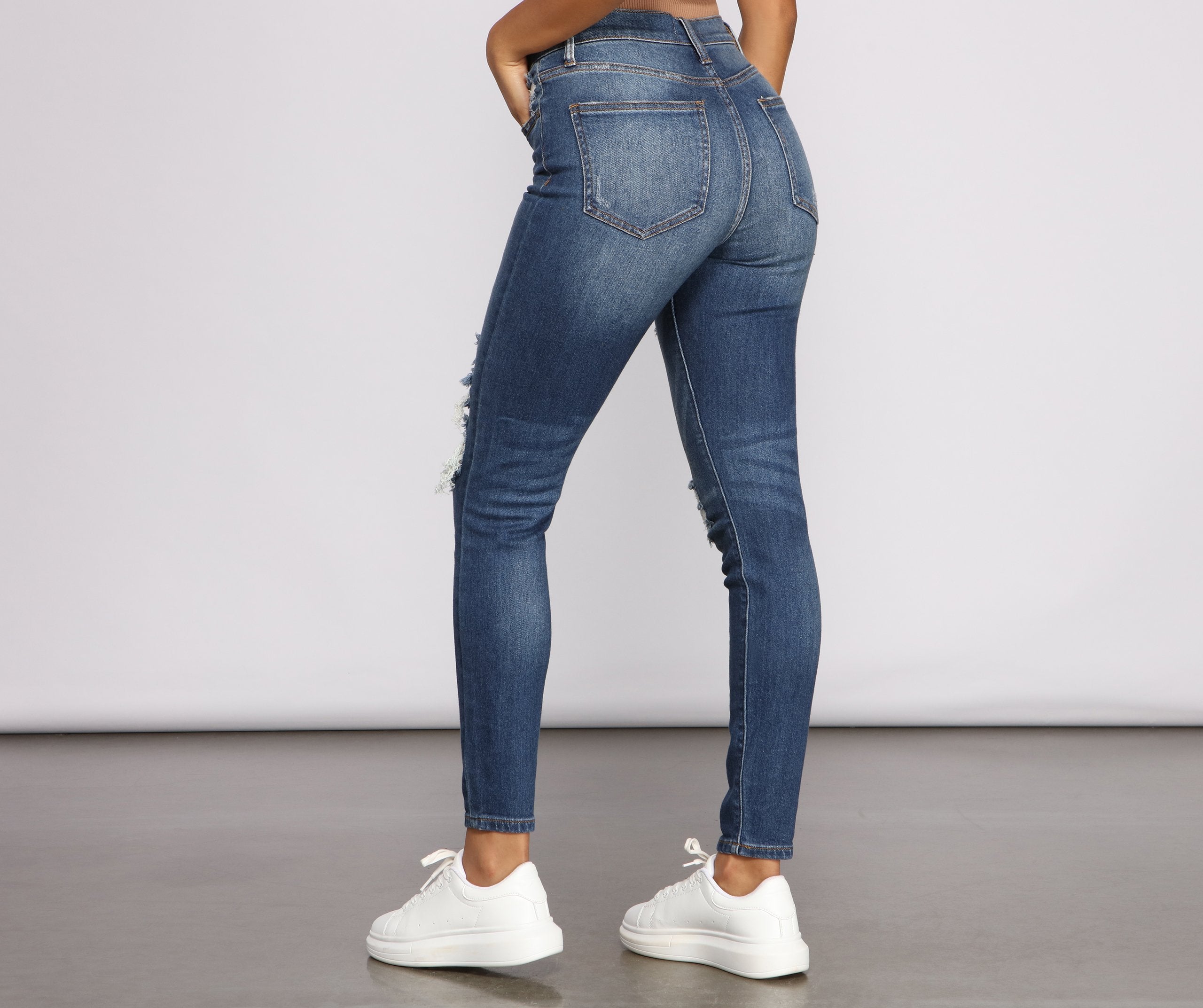 Bella High Rise Destructed Skinny Jeans - Lady Occasions