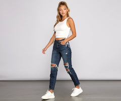 Tobi High Rise Destructed Mom Jeans - Lady Occasions